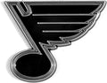 St Louis Blues Auto Emblem, Silver Chrome Color, Molded, Raised, Adhesive Tape Backing, 3 Inch