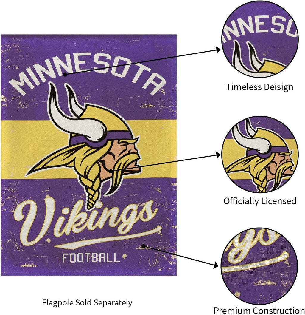 Minnesota Vikings Premium Double Sided Banner Flag 28x44 Inch Vintage Logo Design Indoor Outdoor