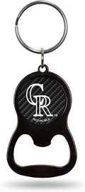 Colorado Rockies Keychain Bottle Opener Carbon Fiber Design Metal Baseball
