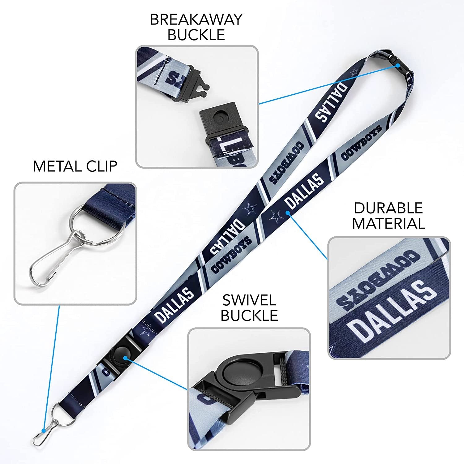 Mississippi State University Bulldogs Lanyard Keychain Double Sided 18 Inch Button Clip Safety Breakaway