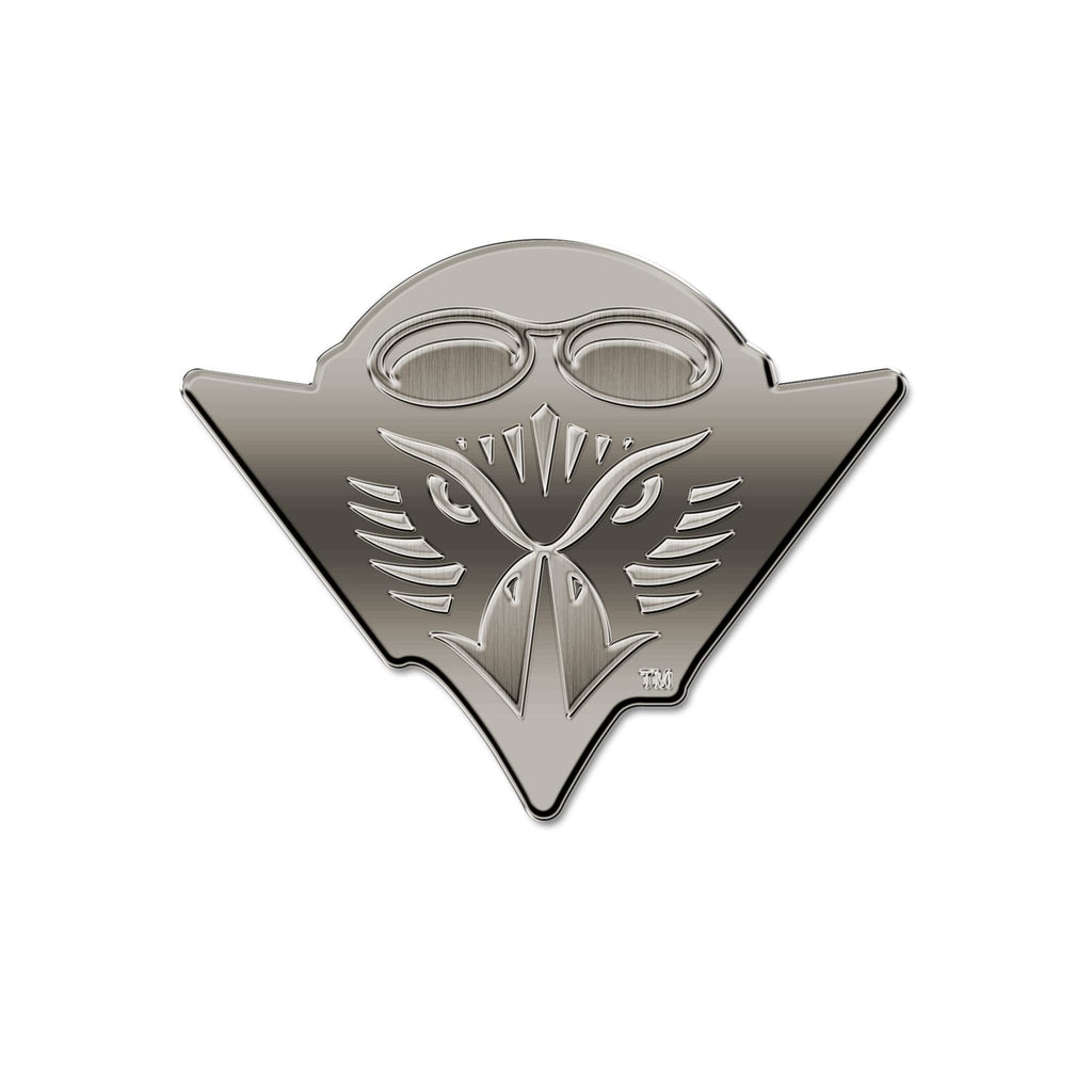 University of Tennessee at Martin Skyhawks Solid Metal Auto Emblem, Antique Nickel Finish, Raised, Die Cut, 3.5 Inch, Adhesive Tape Backing