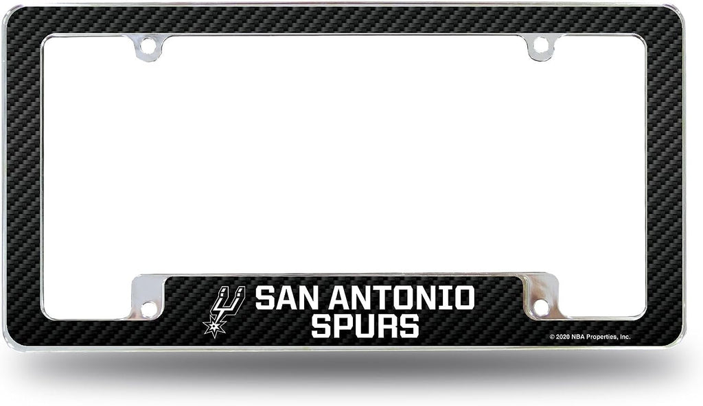 San Antonio Spurs Premium Metal License Plate Frame Tag Cover, Carbon Fiber Design, 12x6 inch, Pre-Drilled Holes, Officially Licensed