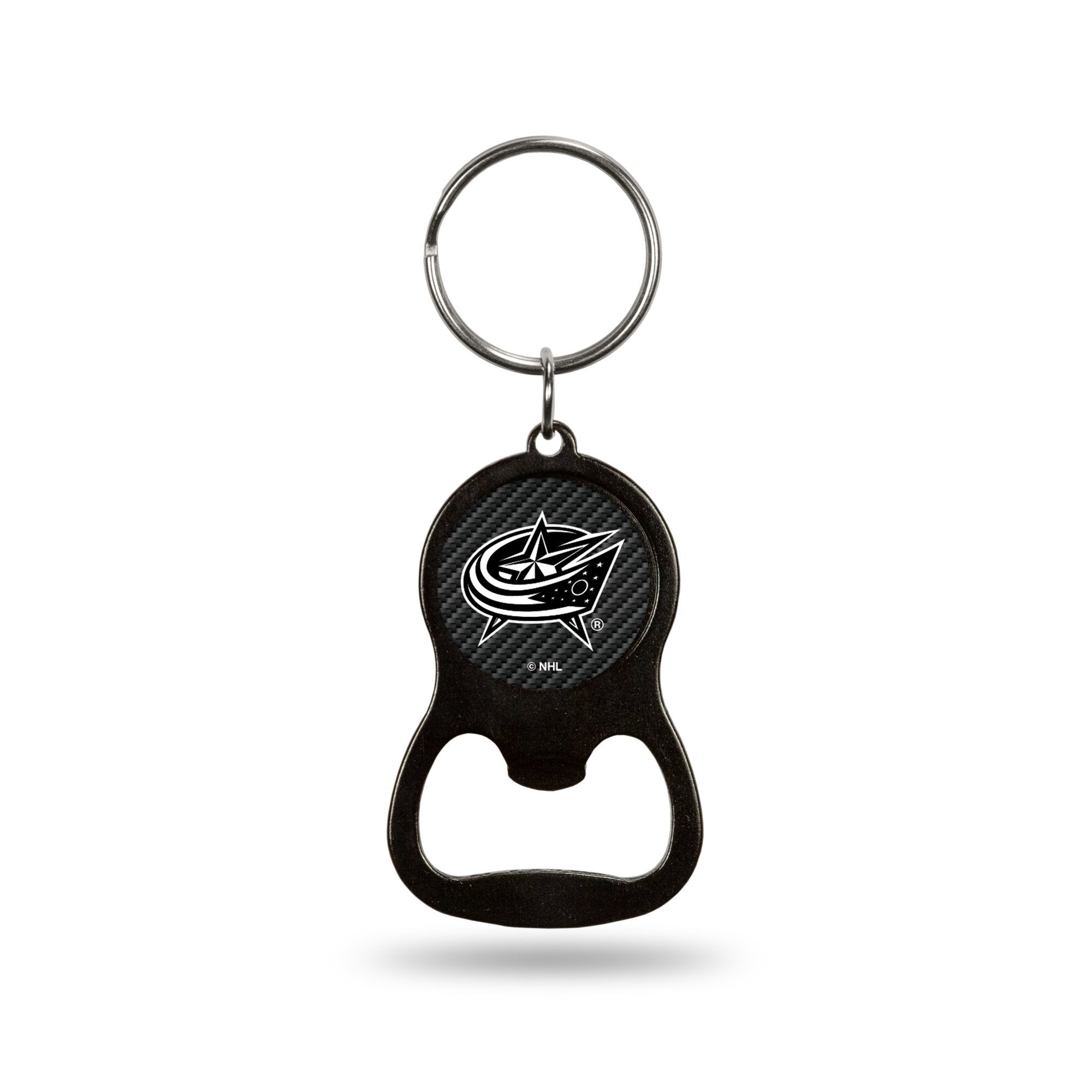 Columbus Blue Jackets Keychain Bottle Opener Carbon Fiber Design Metal Hockey
