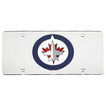 Winnipeg Jets Premium Laser Cut Tag License Plate, Mirrored Acrylic Inlaid, 12x6 Inch