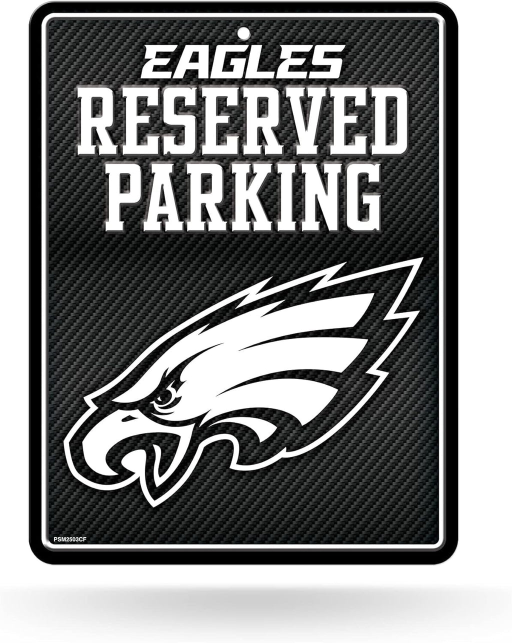 Philadelphia Eagles Metal Wall Parking Sign, 8.5x11 Inch, Carbon Fiber Design, Great for Man Cave, Bed Room, Office, Home Decor