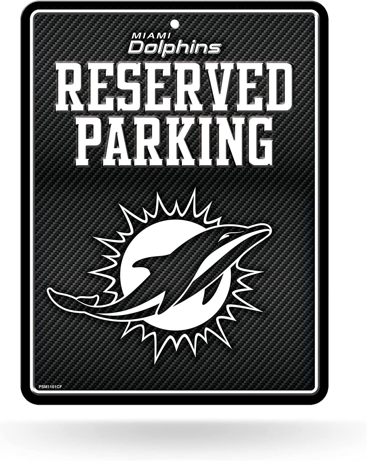 Miami Dolphins Metal Parking Sign, Carbon Fiber Design 8.5x11 Inch