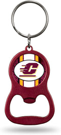 Central Michigan University Chippewas Premium Solid Metal Bottle Opener Keychain, Key Ring, Team Color