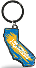 Los Angeles Chargers Premium Metal Keychain, State Shaped, Team Color