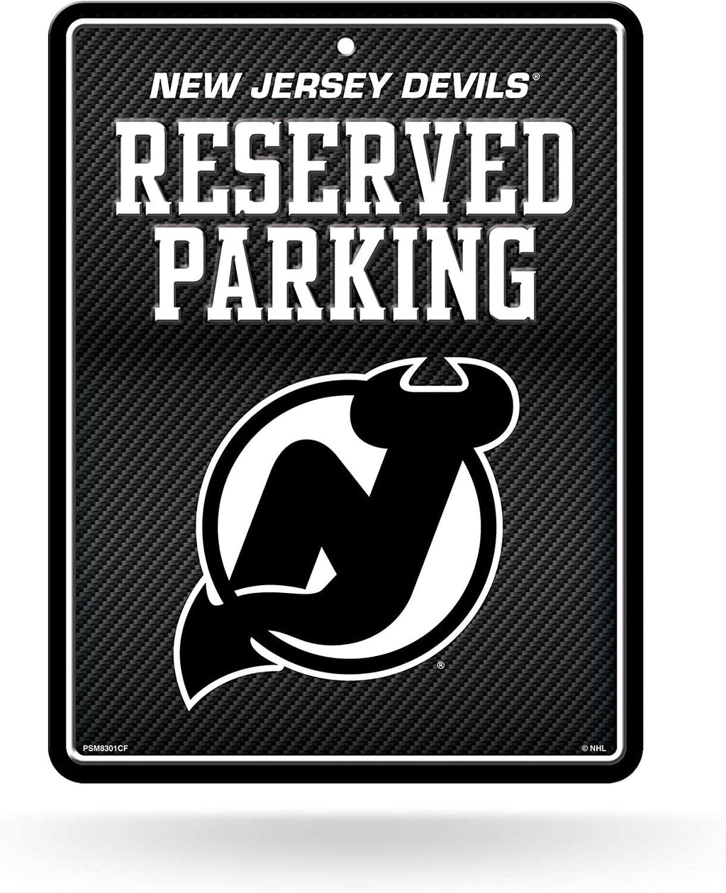 New Jersey Devils Metal Parking Sign, Carbon Fiber Design 8.5x11 Inch