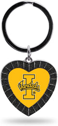 Idaho Vandals NCAA Rhinestone Heart Colored Keychain, Black, 3-inches in length