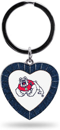Fresno State Bulldogs NCAA Rhinestone Heart Colored Keychain, Navy, 3-inches in length