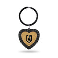 Vegas Golden Knights Metal Keychain, Team Color Rhinestone Heart