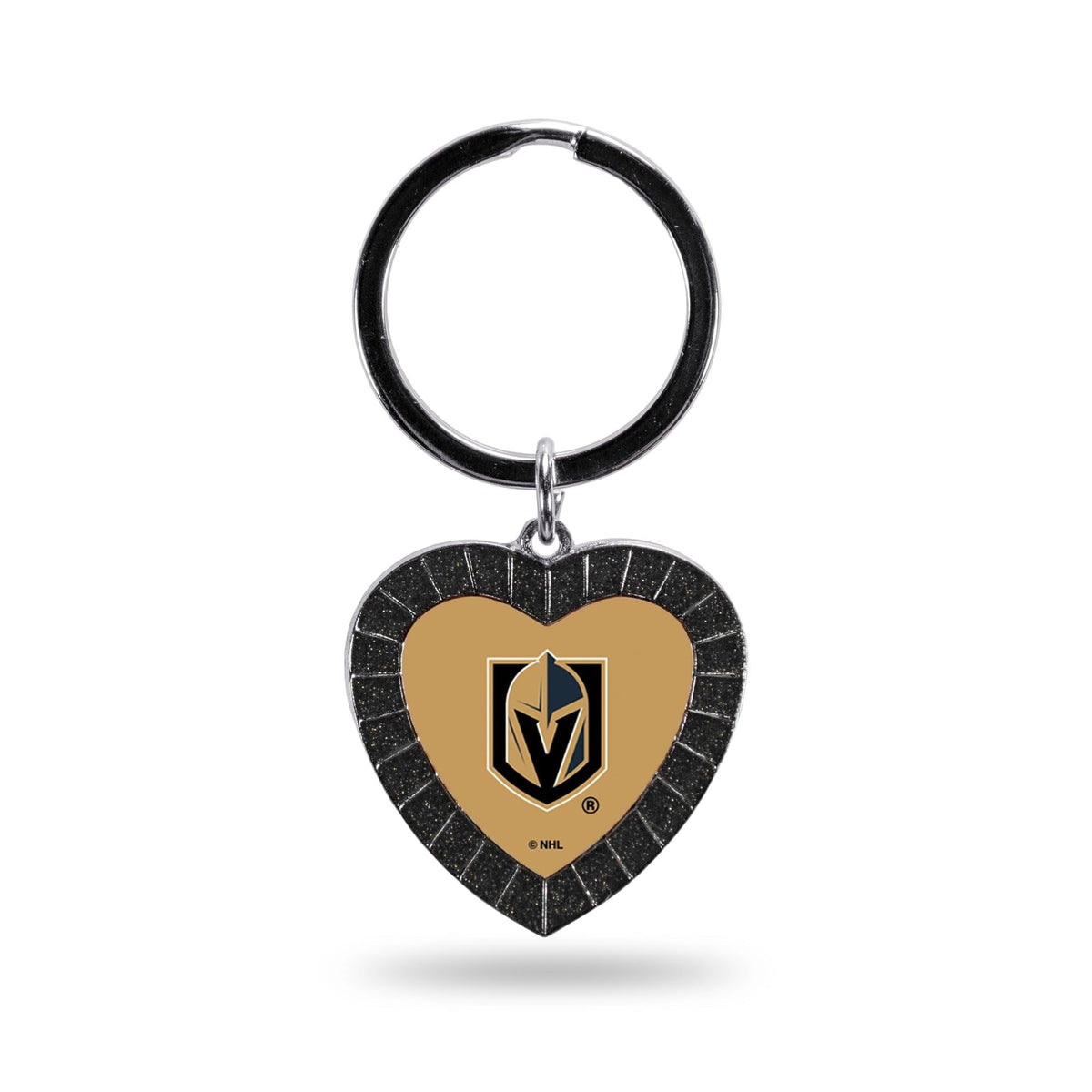 Vegas Golden Knights Metal Keychain, Team Color Rhinestone Heart