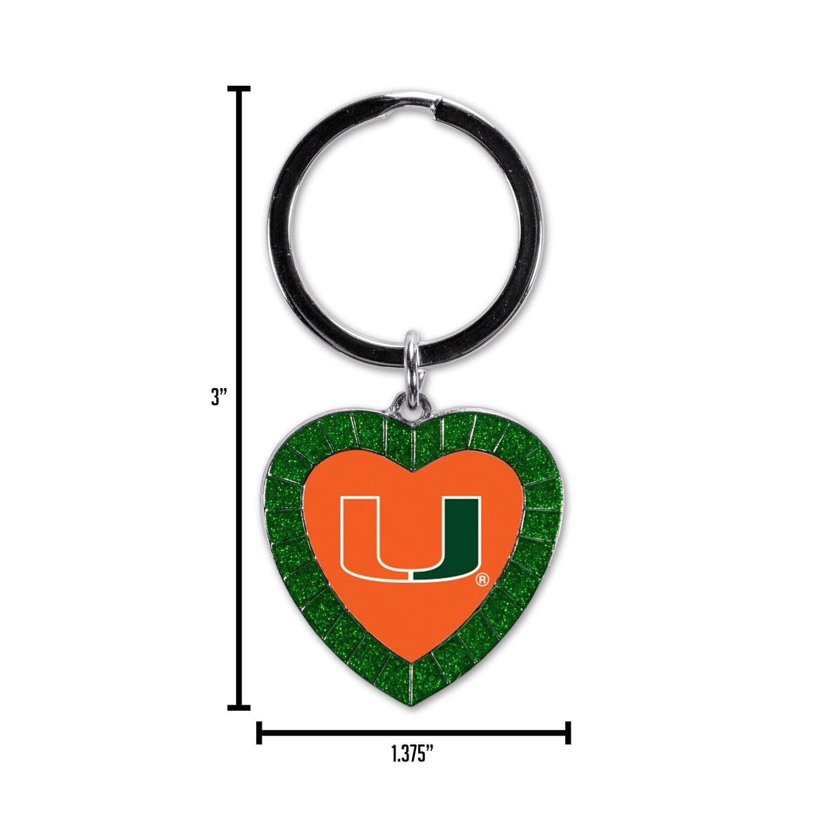 Chicago Blackhawks Metal Keychain, Team Color Rhinestone Heart, 3 Inches