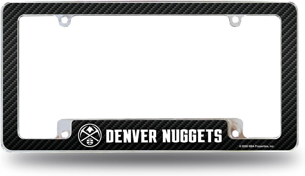 Denver Nuggets Premium Metal License Plate Frame Tag Cover, Carbon Fiber Design, 6x12 Inch