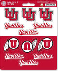 University of Utah Utes 12-Piece Mini Decal Sticker Set, 5x6 Inch Sheet, Gift for football fans for any hard surfaces around home, automotive, personal items