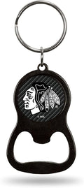 Chicago Blackhawks Keychain Bottle Opener Carbon Fiber Design Metal Hockey
