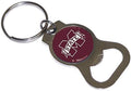 Mississippi State University Bulldogs Premium Solid Metal Bottle Opener Keychain, Silver Key Ring, Team Logo