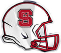 North Carolina State University Wolfpack Helmet Auto Emblem, Aluminum Metal, Embossed Team Color, Raised Decal Sticker, Full Adhesive Backing