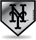 New York Mets Auto Emblem, Silver Chrome Color, Raised Molded Plastic, 3.5 Inch, Adhesive Tape Backing