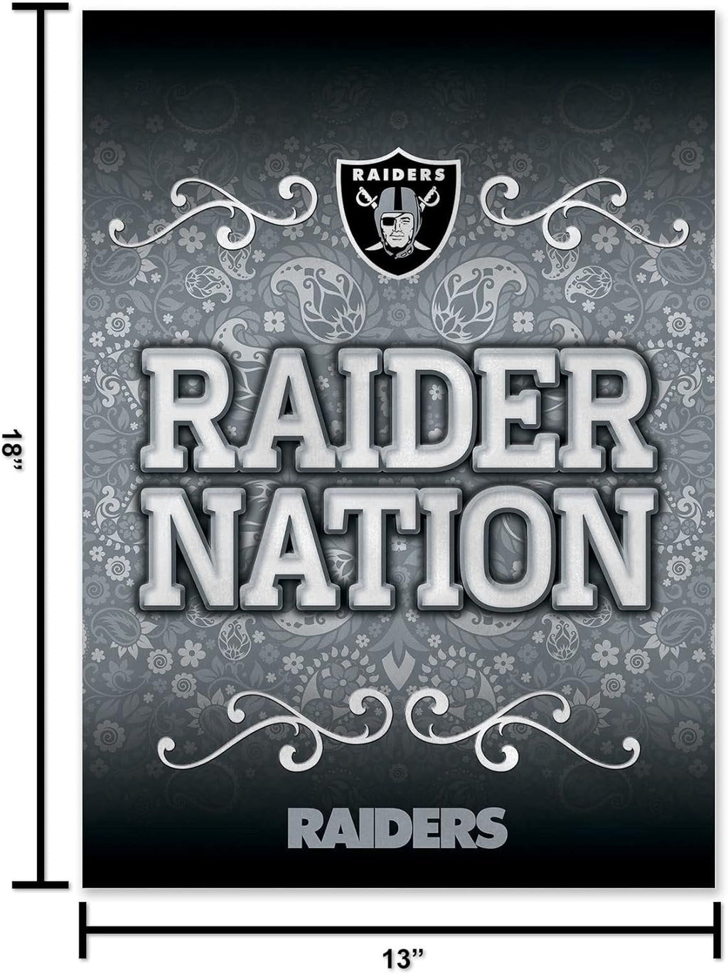Las Vegas Raiders Premium Double Sided Garden Flag Banner, 13x18 Inch, Display Pole Sold Separately