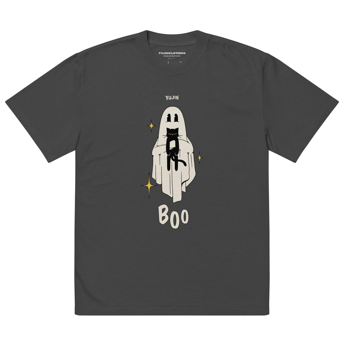 Boo! Cat Oversized Faded T-Shirt