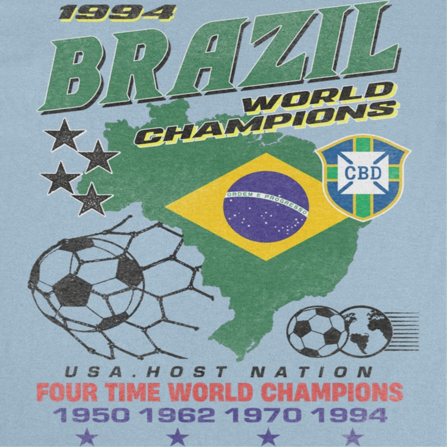 Toffs Retro Soccer Futbol Brazil World Light Blue T-Shirt