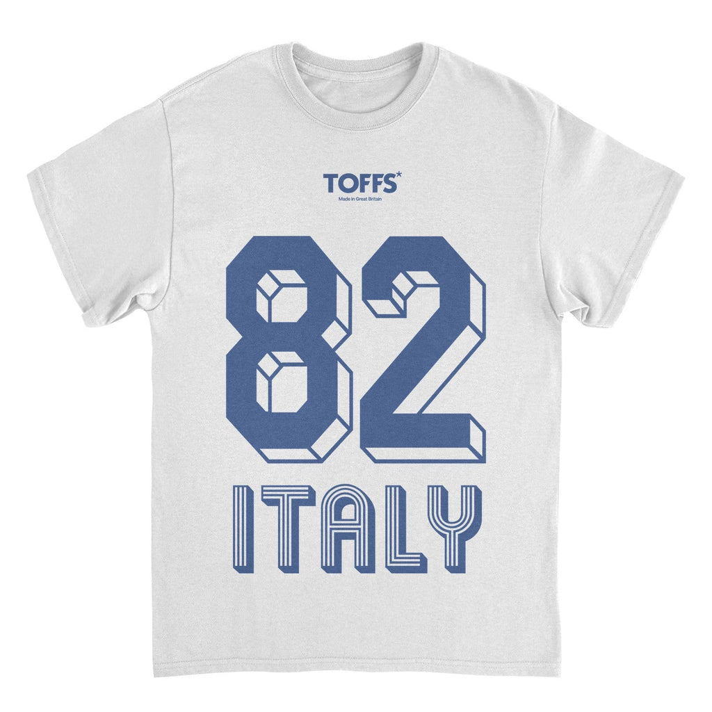 Toffs Retro Soccer Futbol Blue Italy White T-Shirt