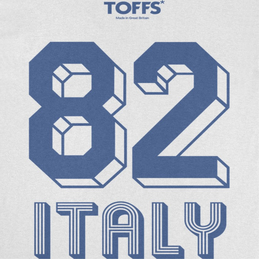 Toffs Retro Soccer Futbol Blue Italy White T-Shirt
