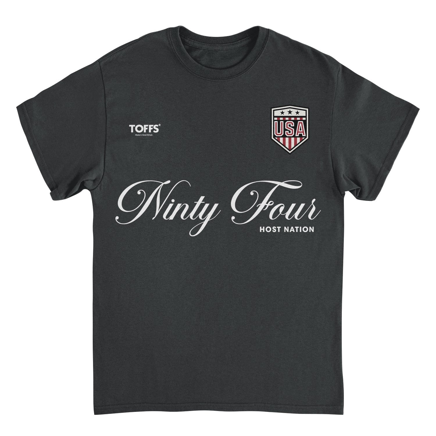 Toffs Retro Soccer Futbol Ninty Four Host Nation Black T-Shirt