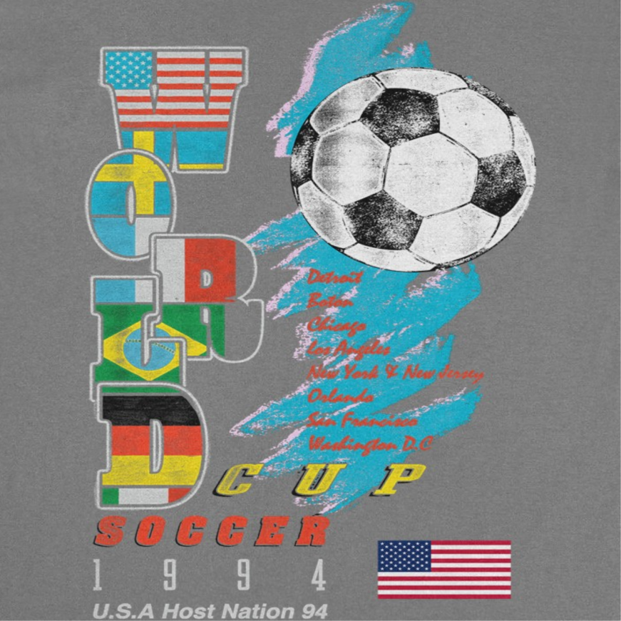 Toffs Retro Soccer Futbol World Soccer Cup Charcoal T-Shirt