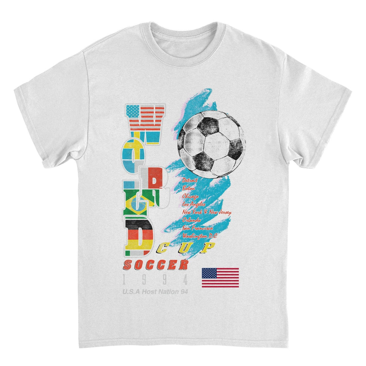 Toffs Retro Soccer Futbol World Soccer Cup White T-Shirt