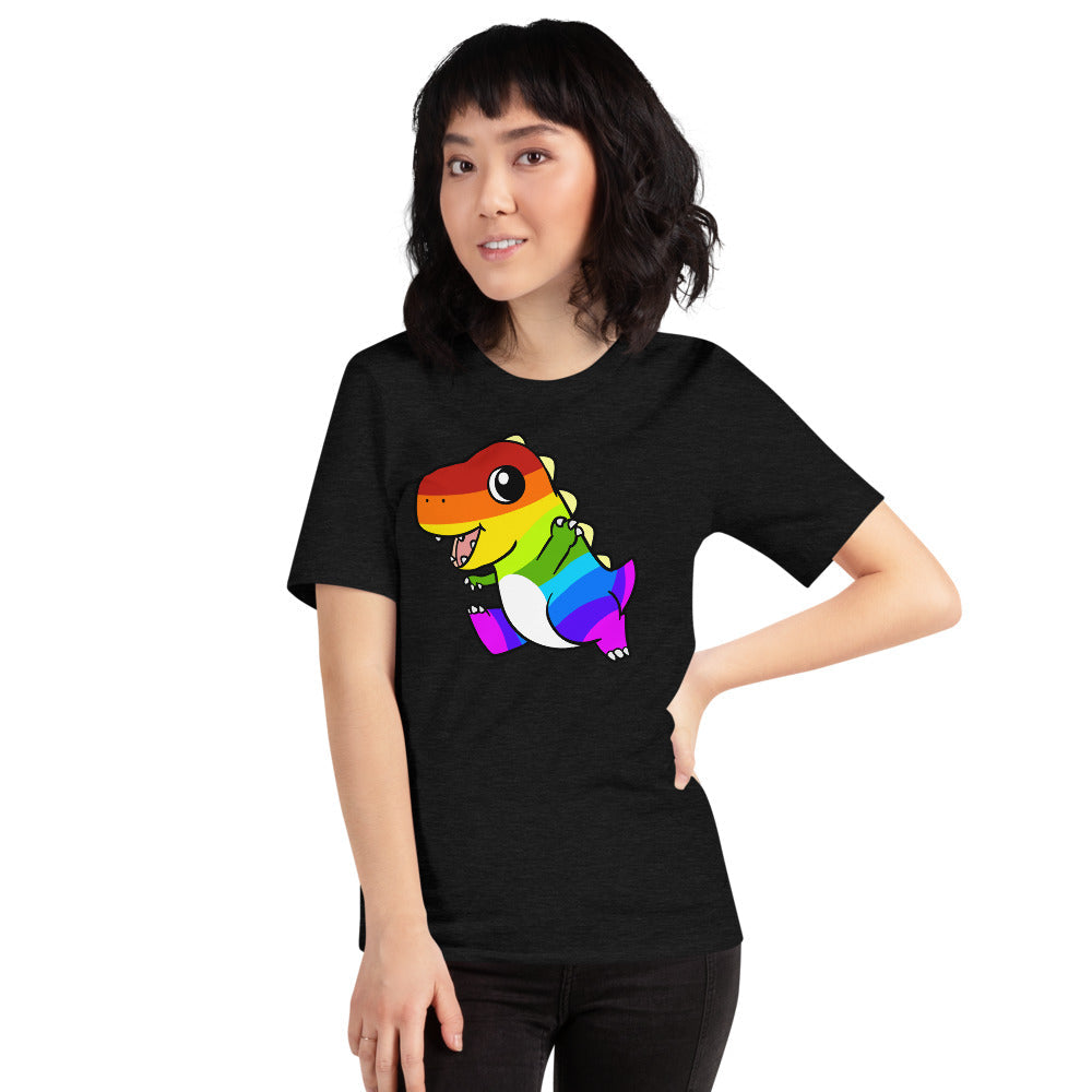 LGBTQ Tyrannosaurus Rex Cartoon Dinosaur Short-Sleeve Unisex T-Shirt