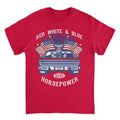 NHRA Red White and Blue Horsepower Blue Heat Red T-Shirt